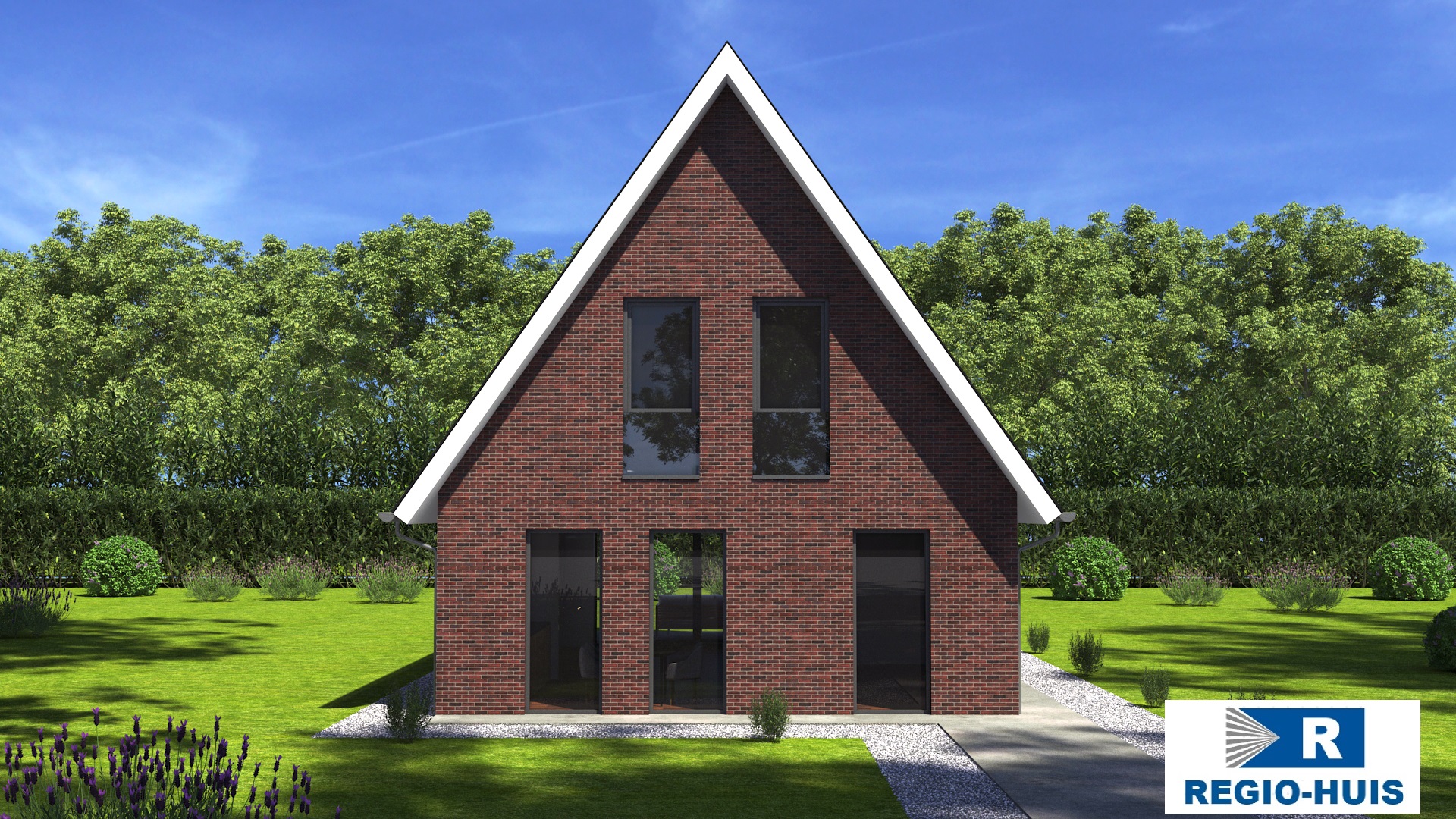 Afbeelding van een traditionele woning met kap, ontworpen met staalframe door Regio-Huis voor een energiezuinige en duurzame woning. 02