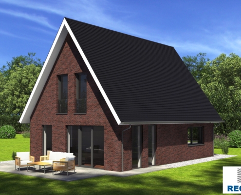 Afbeelding van een traditionele woning met kap, ontworpen met staalframe door Regio-Huis voor een energiezuinige en duurzame woning. 03