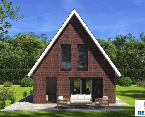 Afbeelding van een traditionele woning met kap, ontworpen met staalframe door Regio-Huis voor een energiezuinige en duurzame woning. 04