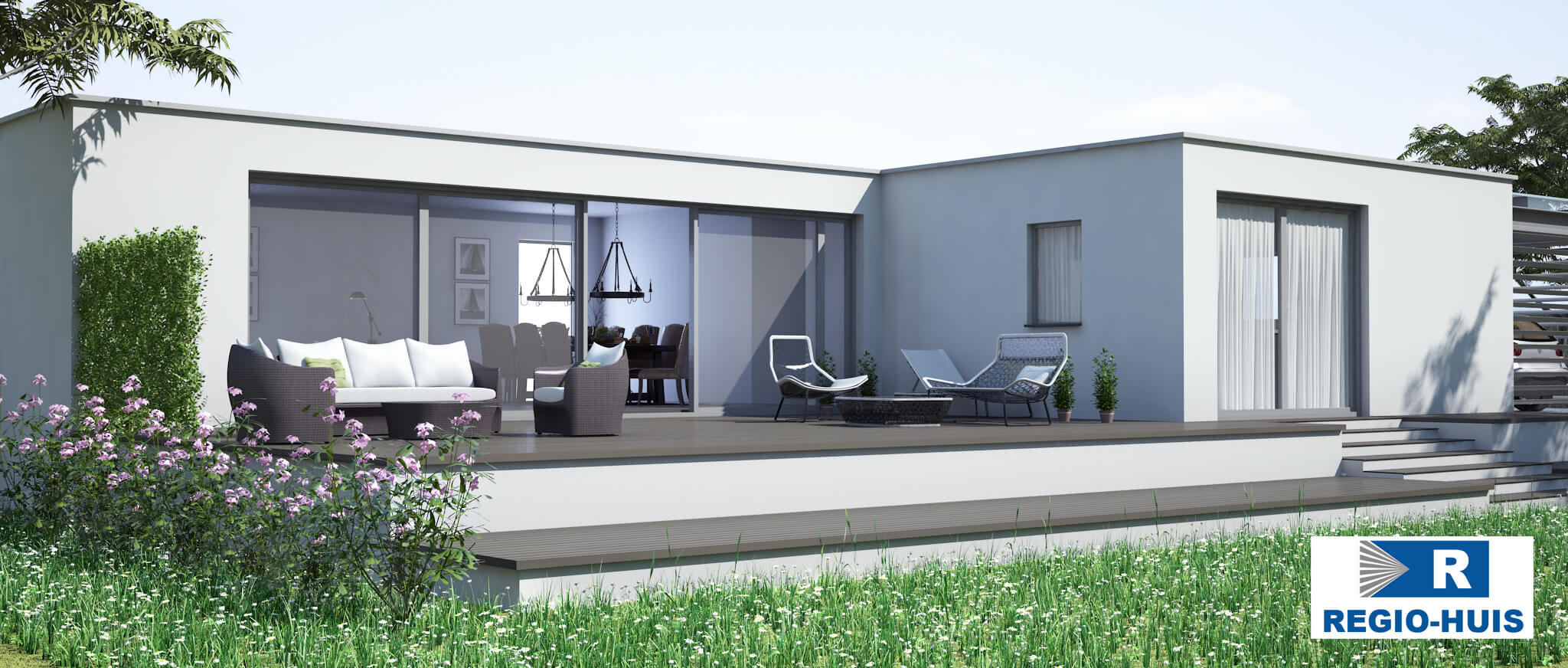 Uitzicht van de levensloopbestendige woning type C101 van RegioHuis. Prachtige omgeving met veel lichtinval, ideaal voor comfortabel en duurzaam wonen. 02