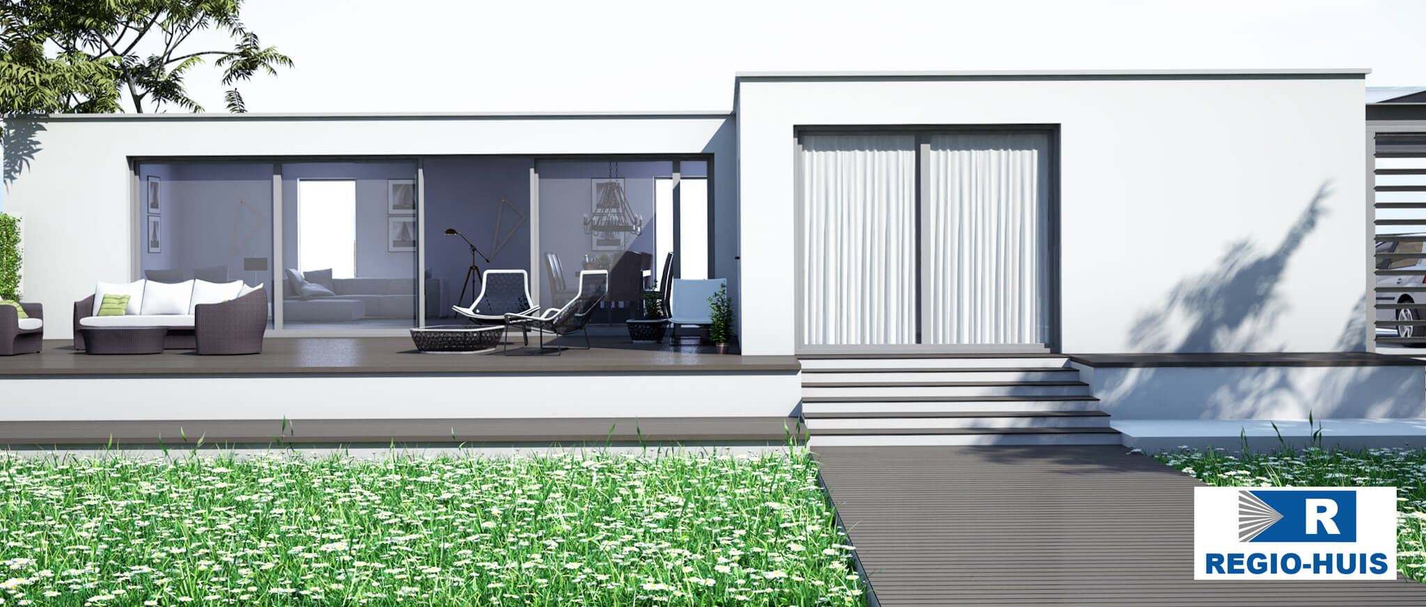 Uitzicht van de levensloopbestendige woning type C101 van RegioHuis. Prachtige omgeving met veel lichtinval, ideaal voor comfortabel en duurzaam wonen. 05