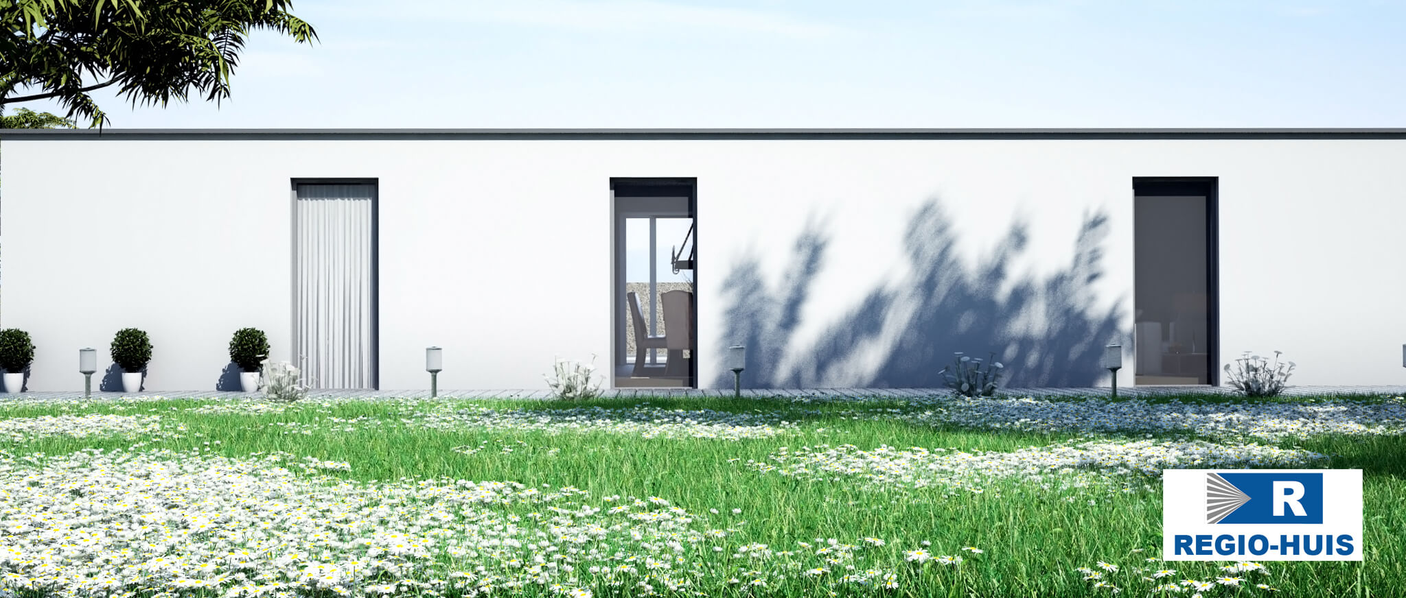 Uitzicht van de levensloopbestendige woning type C101 van RegioHuis. Prachtige omgeving met veel lichtinval, ideaal voor comfortabel en duurzaam wonen. 06