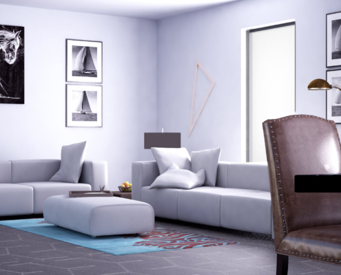Interieur van levensloopbestendige woning type C101 van RegioHuis. Modern en functioneel ingericht met open leefruimtes, een keuken, en comfortabele voorzieningen. 01