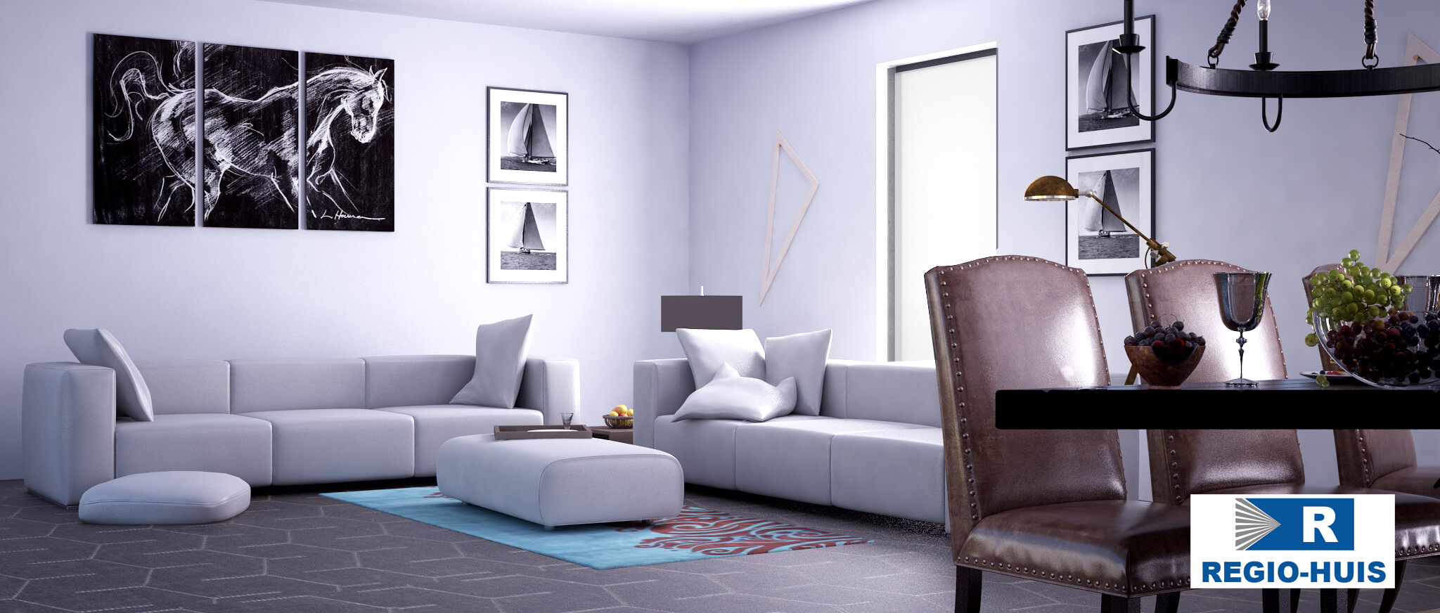 Interieur van levensloopbestendige woning type C101 van RegioHuis. Modern en functioneel ingericht met open leefruimtes, een keuken, en comfortabele voorzieningen. 01